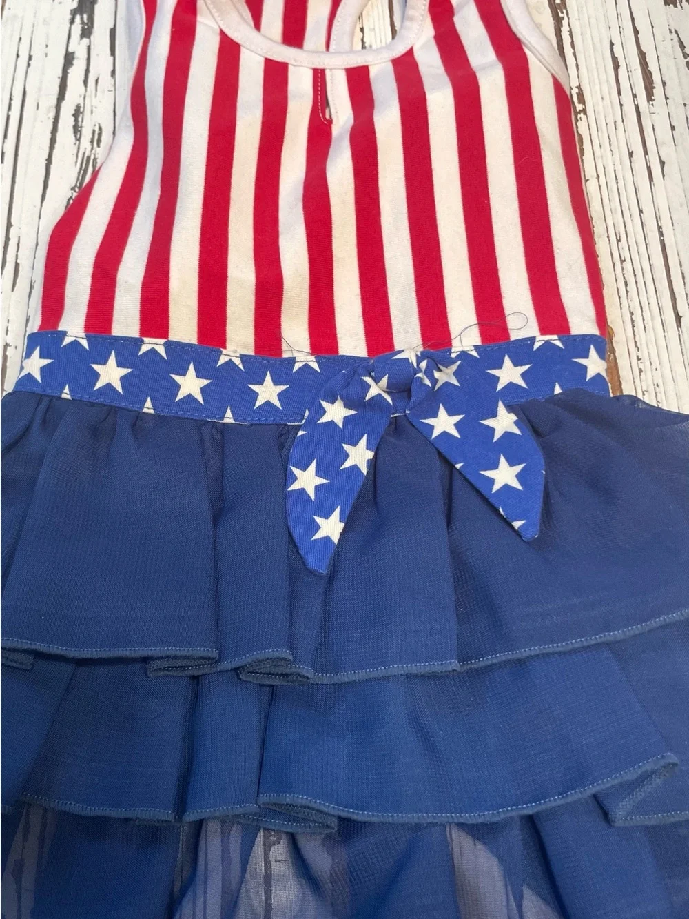 Patriotic Red, White & Blue Ruffle Dog Dress XLg